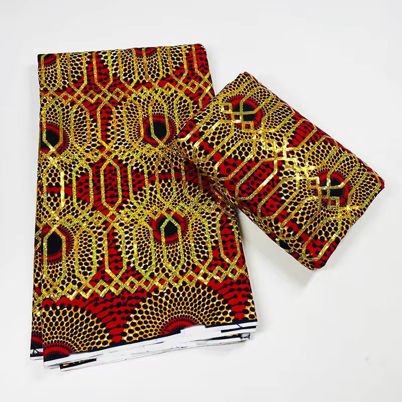 Thumbnail:  African Sequin Wax Fabric Veritable 100%% Cotton || 6 Yards