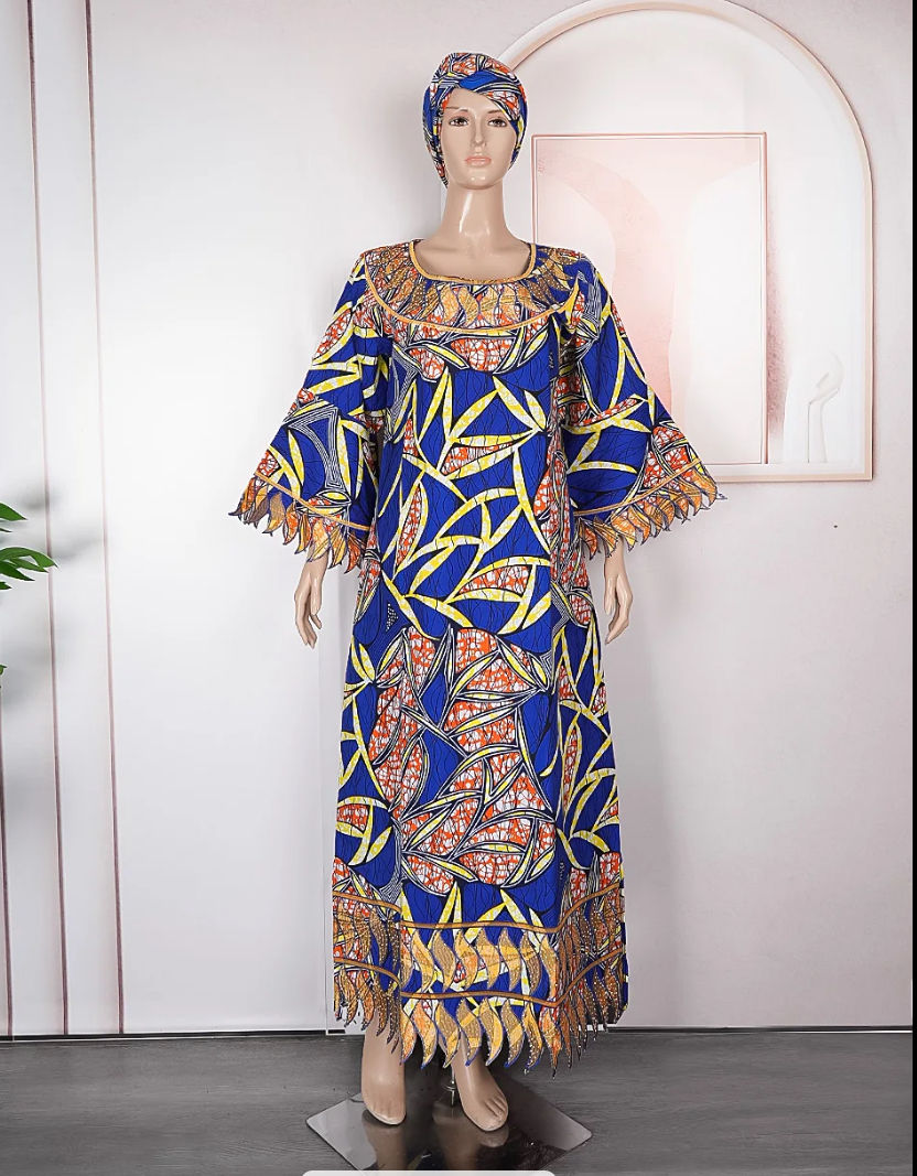 Thumbnail: 2024 New Design African Dress Waxcloth Traditional Dress Loose