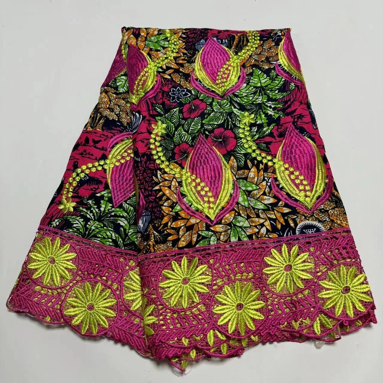 Cotton Embroidery Guipure Lace African Cord Lace Fabric ||6 Yards 