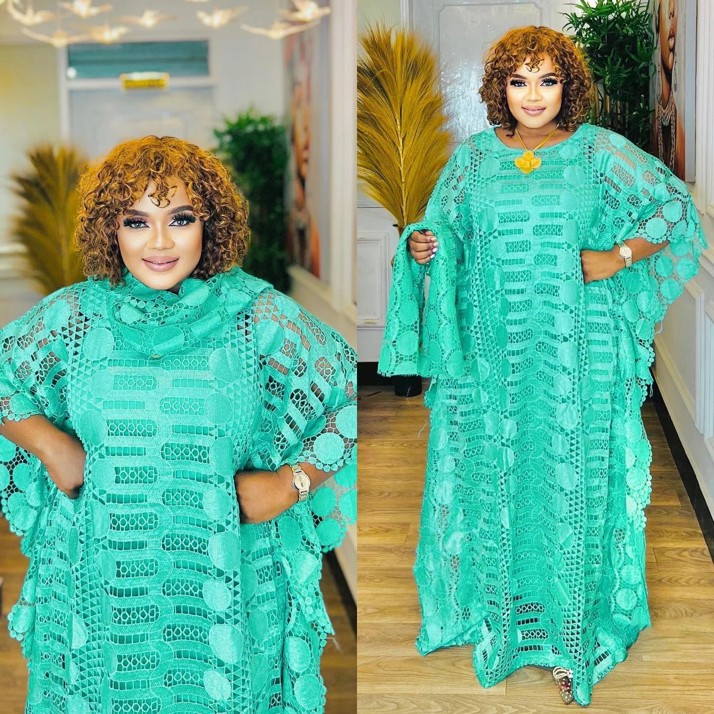 Long sleeve 2piece African women hijab dress