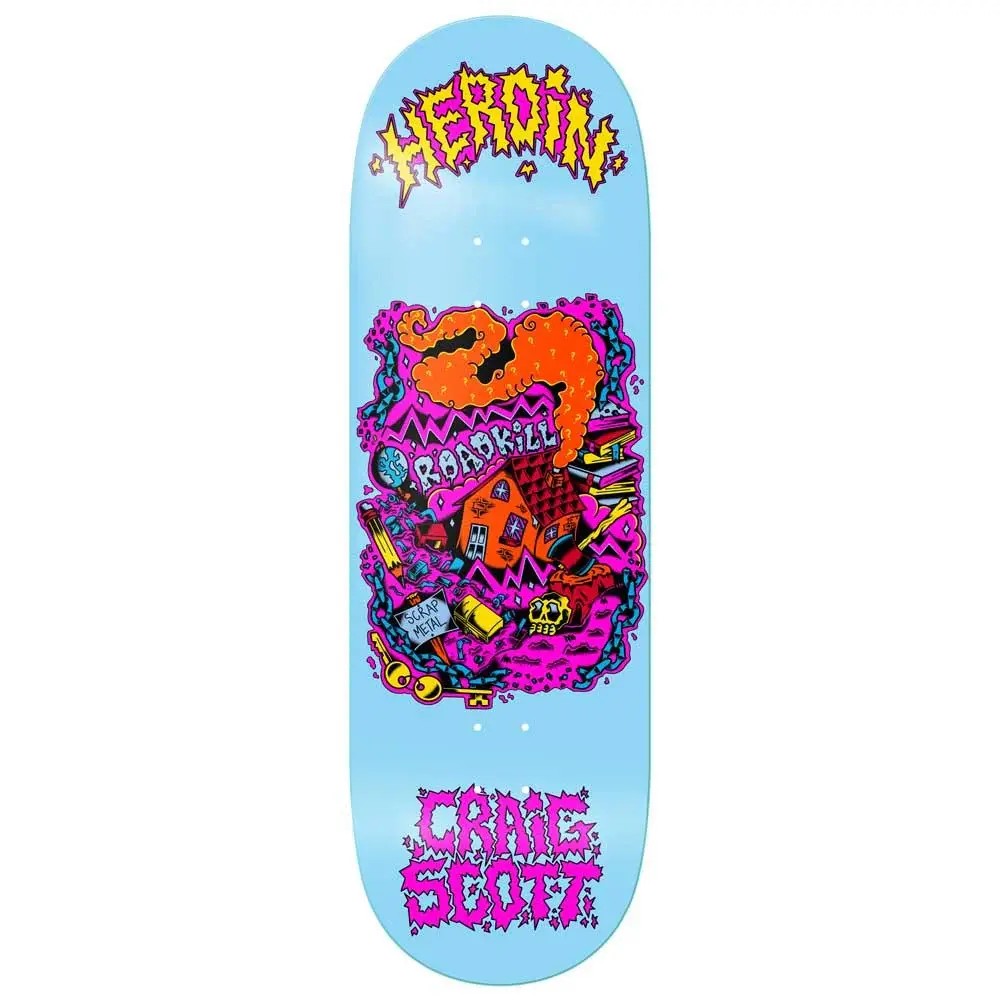 Heroin Skateboards Craig Scrap Metal Skateboard Deck Blue 10”