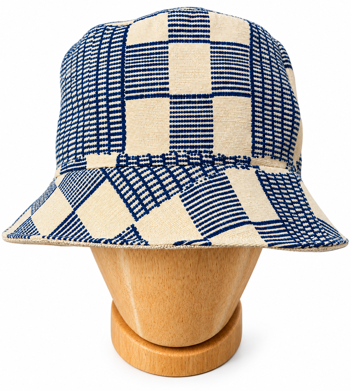 Blue & White Minimalist Raw Silk & Linen Bucket Hat