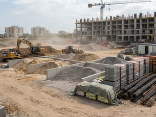 Depósito de materiais de construção no canteiro de obra