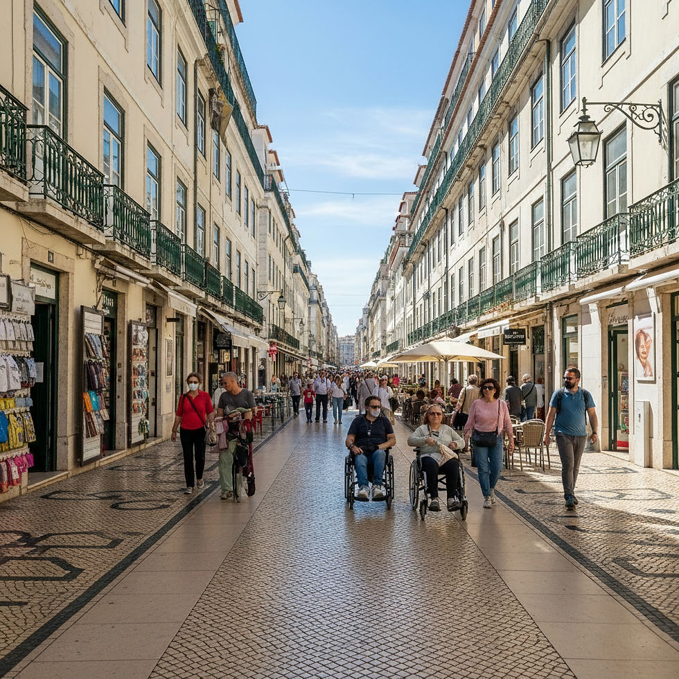 Rua pedonal em Lisboa com boas acessibilidades