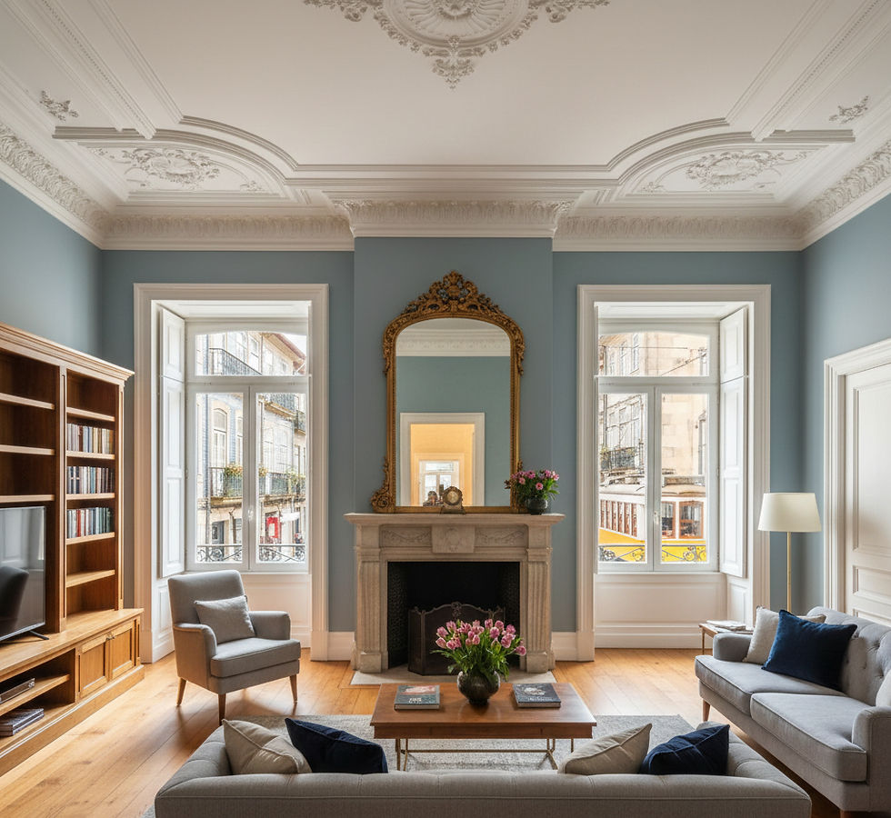 Casa Burguesa no Centro Histórico do Porto após obras de reabilitação e remodelação, vista do interior