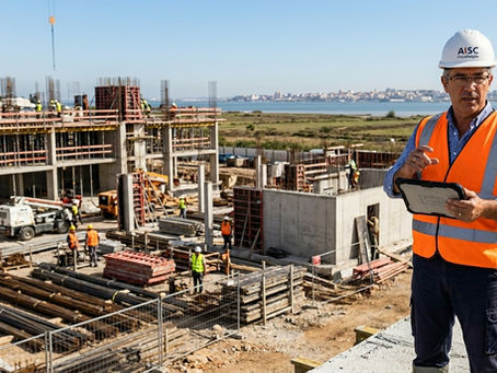 Fiscalização de uma obra em construção, em Alcochete