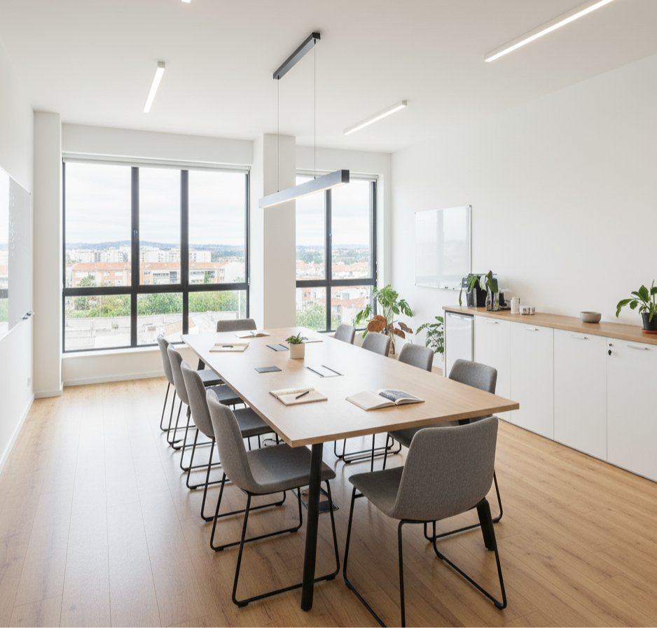 Sala de reuniões de apartamento convertido em escritório, em Odivelas