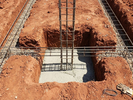 Fundações de uma moradia em construção