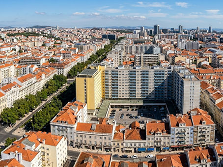 Vista aérea de uma área metropolitana