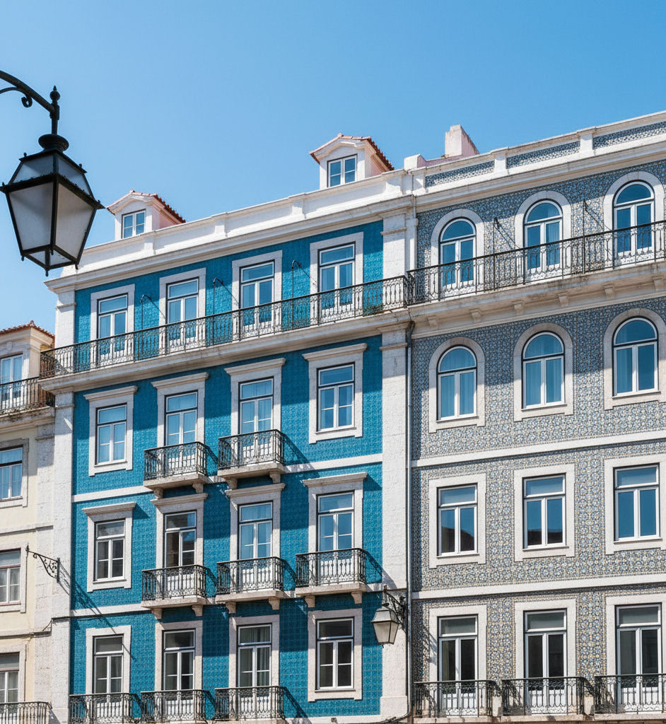 Exemplo de dois edifícios com alturas de fachada iguais e alturas de edificação diferentes