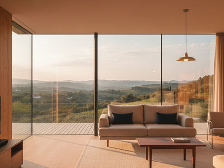 Interior de uma das casas de madeira do Hotel Rural