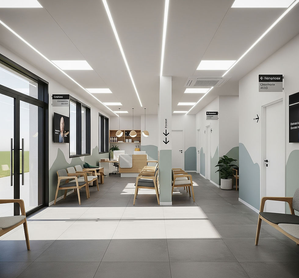 Projeto de Arquitetura para Centro de Saúde em Rio Maior (Santarém) visto do interior