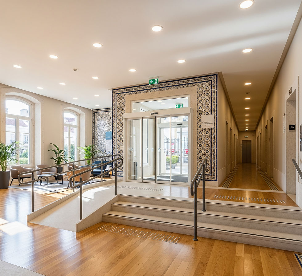 Edifício de habitação convertido em hotel após obras de reabilitação, remodelação e adaptação ao nível das acessibilidades