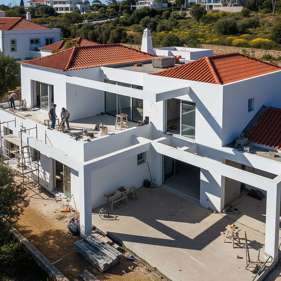 Habitação unifamiliar em fase de construção e ampliação, Sesimbra