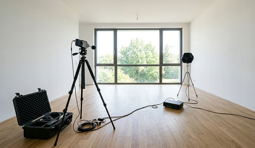 Verificação técnica realizada por um profissional qualificado da especialidade acústica