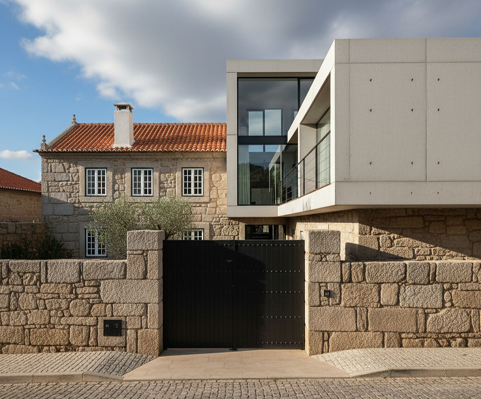 Ampliação superior, reabilitação e remodelação de casa antiga em Azambuja, vista da rua