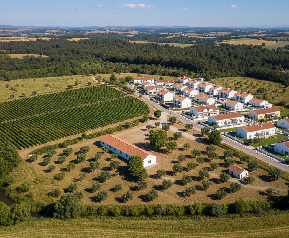 Vista aérea de um lote em propriedade mista (parte urbana e parte rústica)