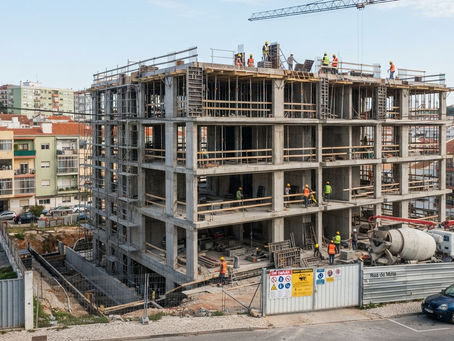 Edifício residencial em fase de construção da estrutura