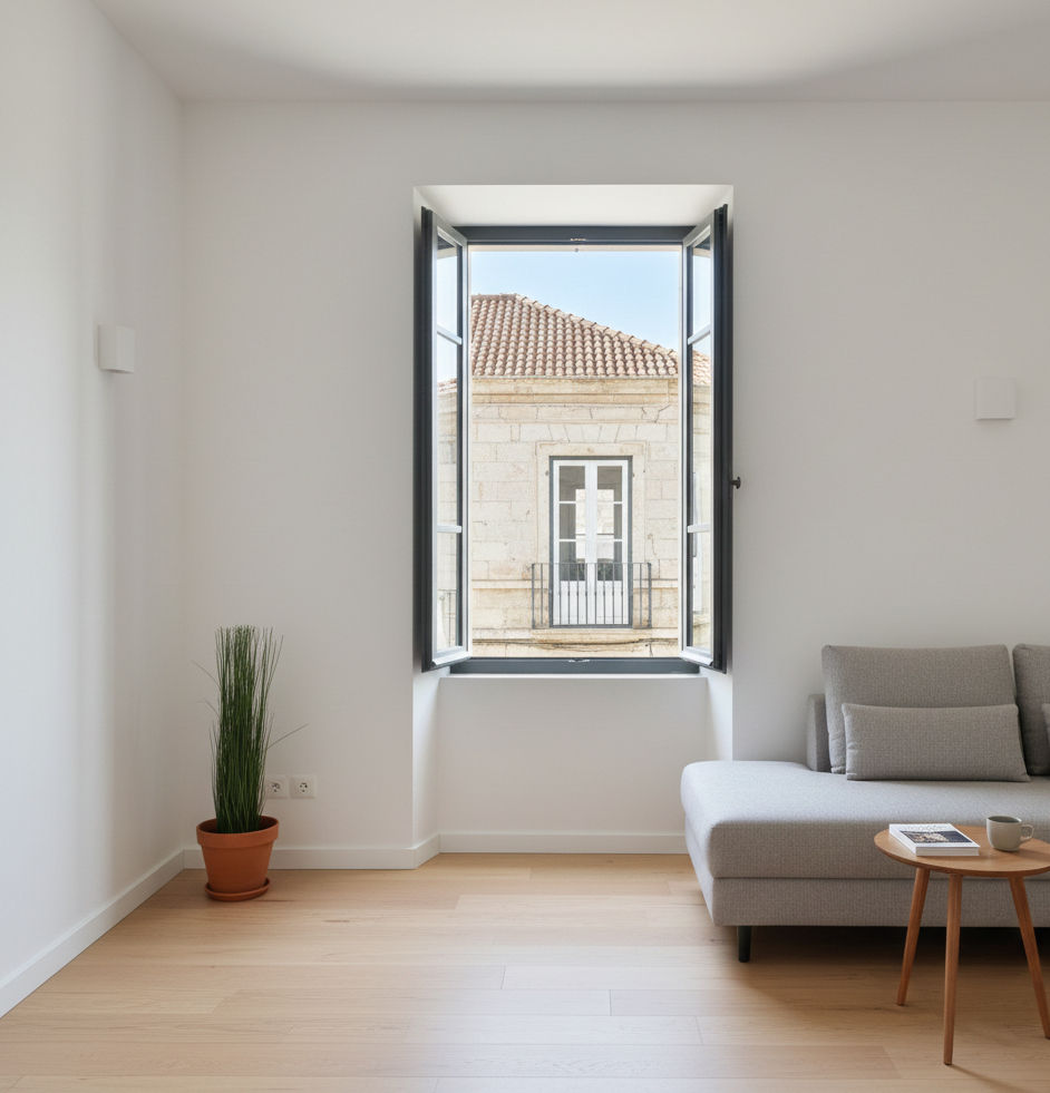 Edifício de habitação visto do interior