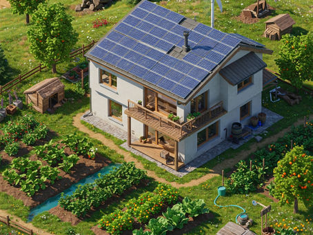 Casa ecológica com técnicas autosuficientes e ecológicas