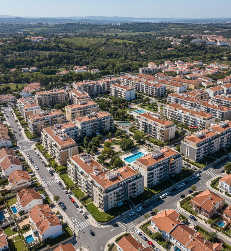 Vista aérea de zona habitacional em Loures