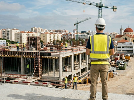 Diretor de Obra em visita regular a uma construção em curso