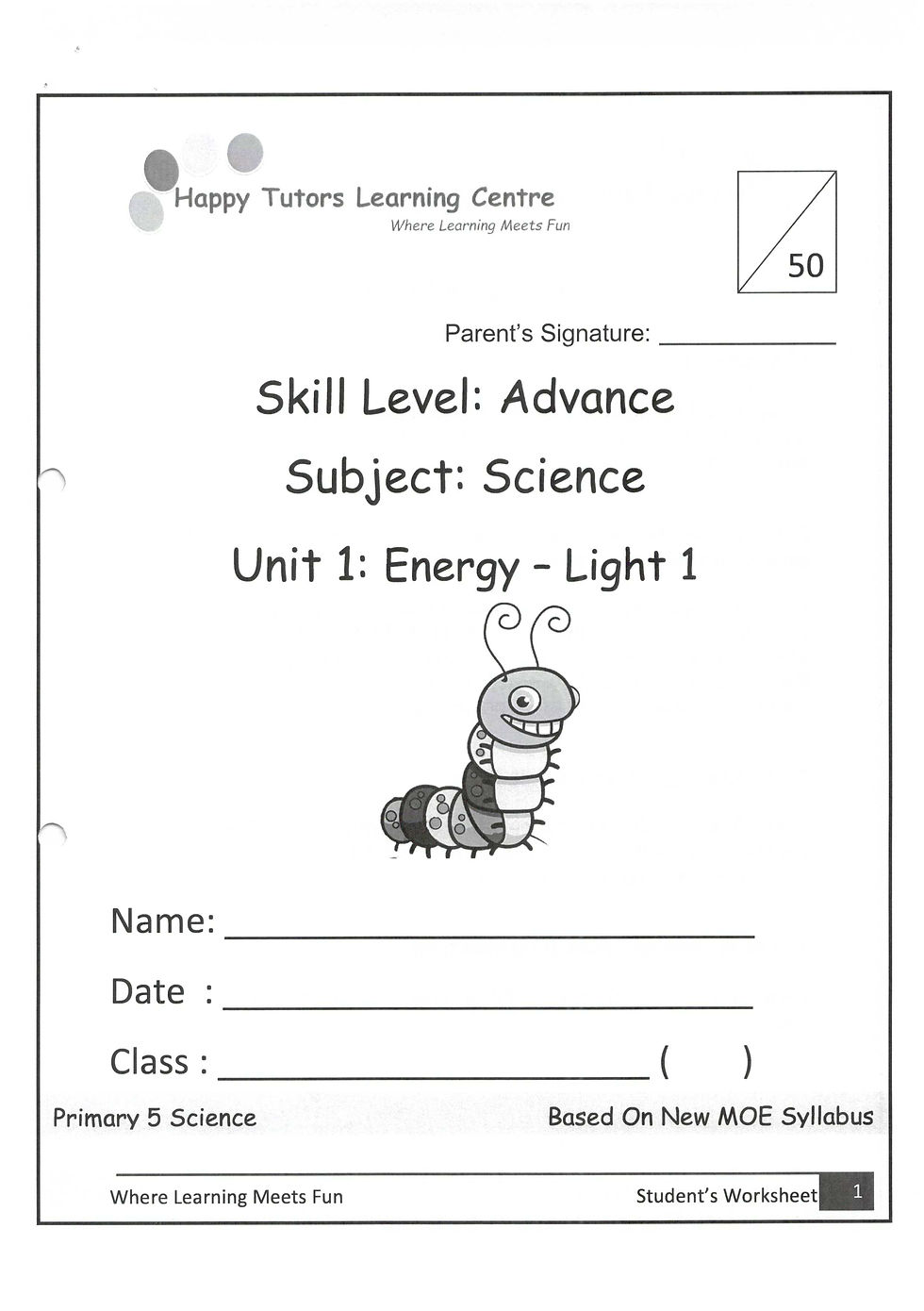 Primary 5 Science Worksheet