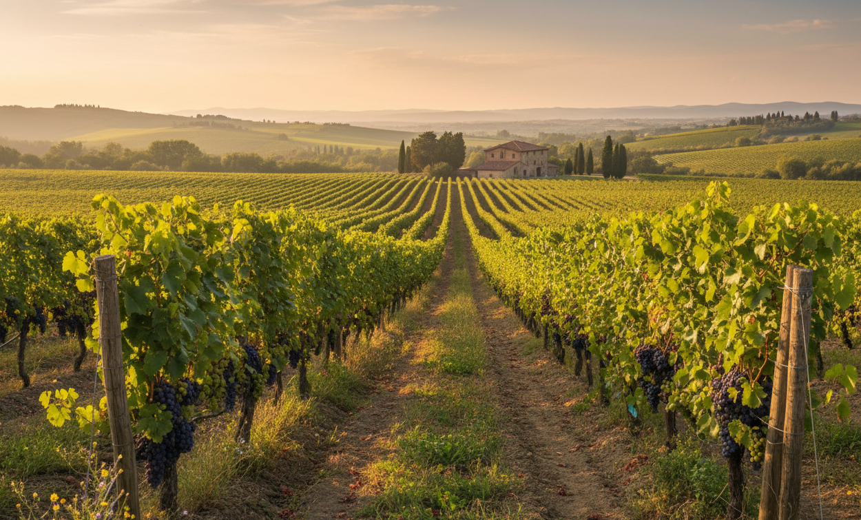 AI images of vineyards at sunset