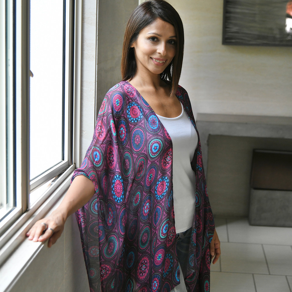 Kimono in eastern tile print
