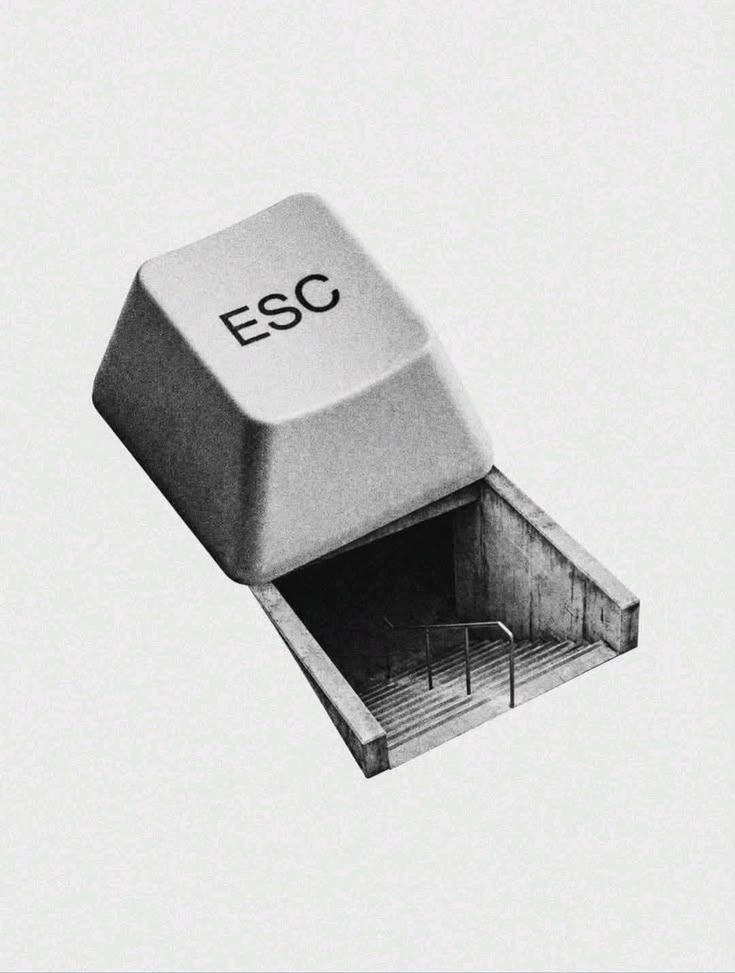 Eine angehobene Esc Taste gibt den Blick auf eine Treppe frei