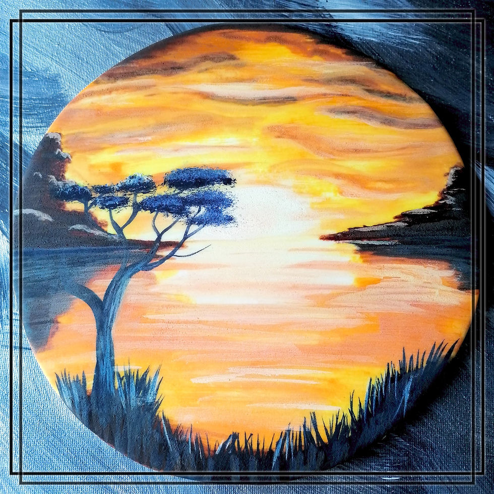 Miniaturbild: Tortenaufleger Fondant Safari Sonnenuntergang | Handbemalt| Afrika Motiv