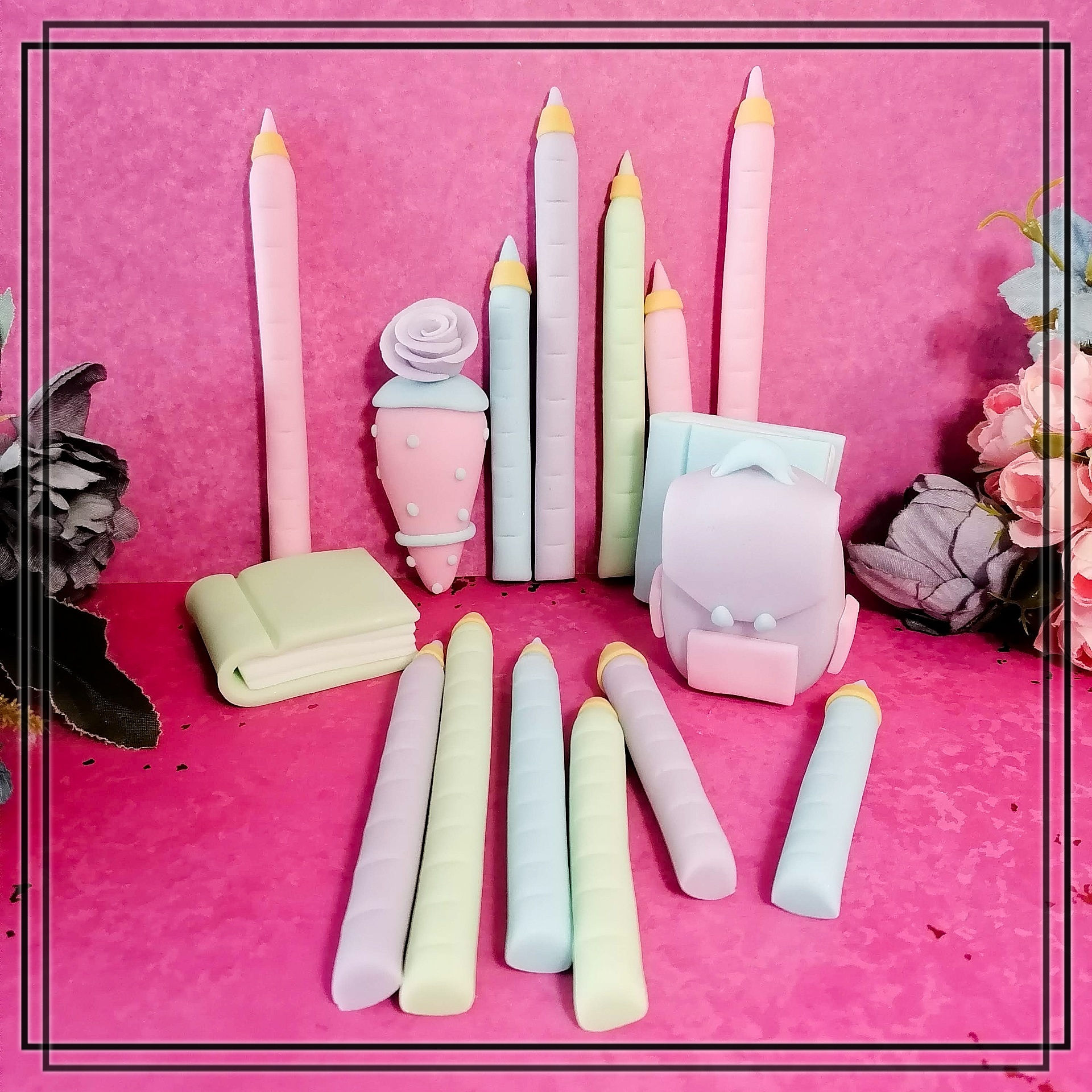 Schultüte, Ranzen, Bücher, Stifte aus Fondant als Tortendeko für Motivtorten