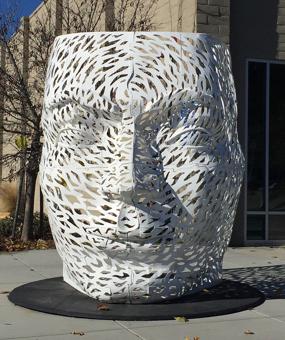Large sculpture outside of Scotts Valley, CA library
