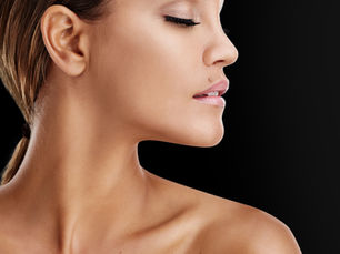 side profile of a woman's face and neck after Xerf