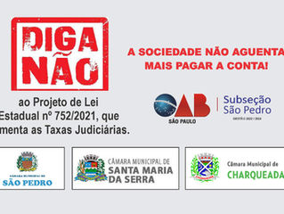 OAB de São Pedro se posiciona contra aumento de taxas judiciárias que tramita na ALESP