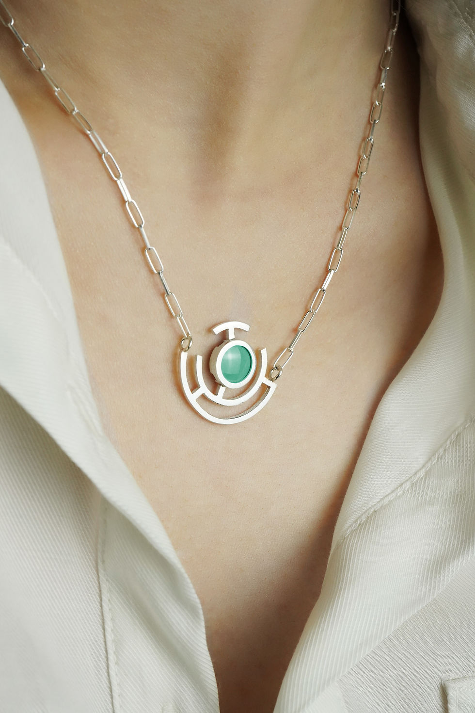 Thumbnail: Seasons Change Compass Pendant-Aquamarine