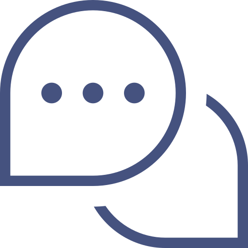 Icon von zwei sich ineinander greifenden Sprechblasen