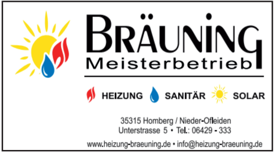 Das Sponsorenbanner des Heizungsmeisterbetriebs Bräuning aus Nieder-Ofleiden
