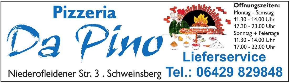 Das Sponsorenbanner der Pizzeria Da Pino aus Schweinsberg 