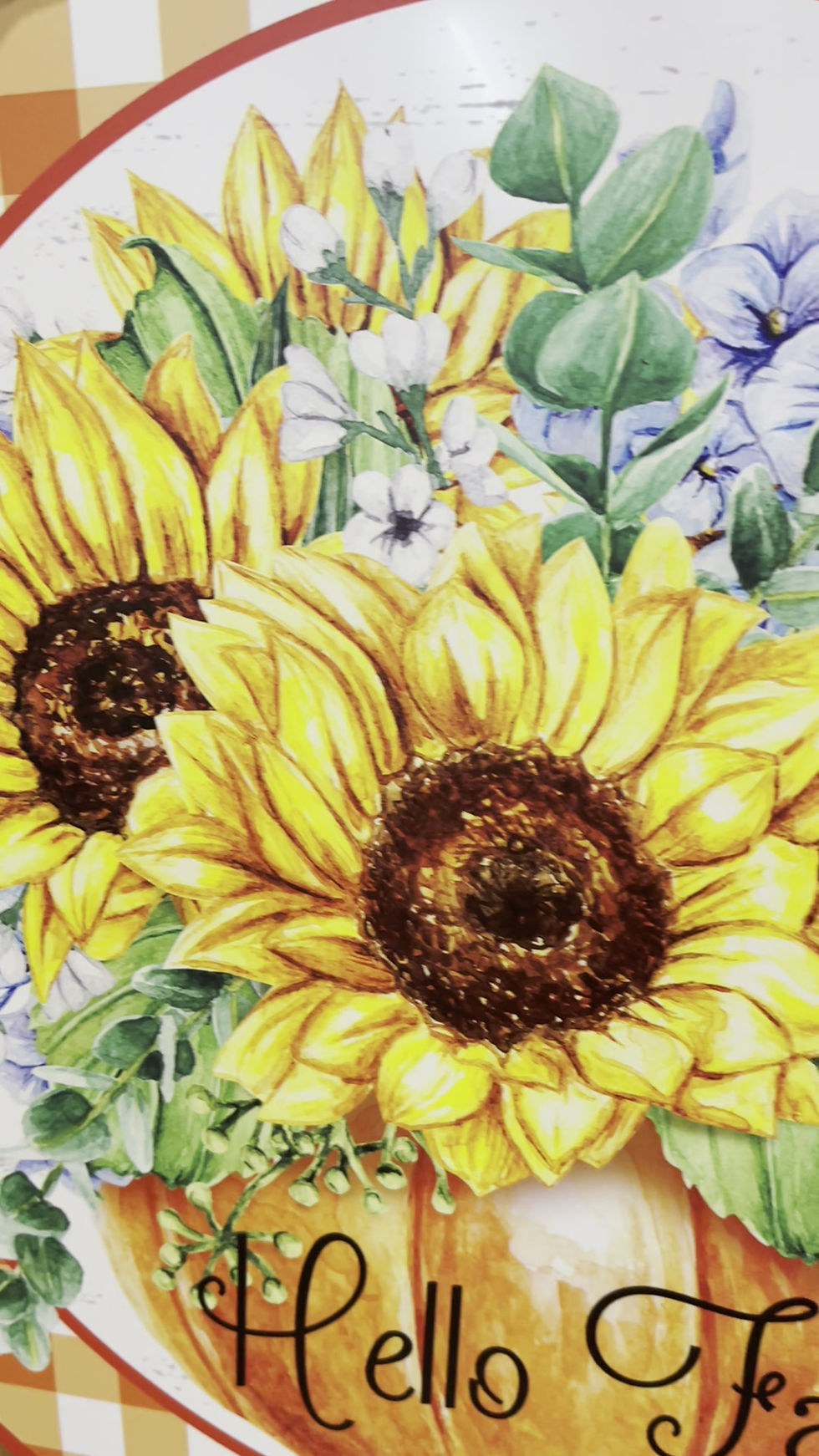 Thumbnail: Fall Sunflower Pumpkin Wreath Sign - Plaid -  PKUVFr7SunflowerPump