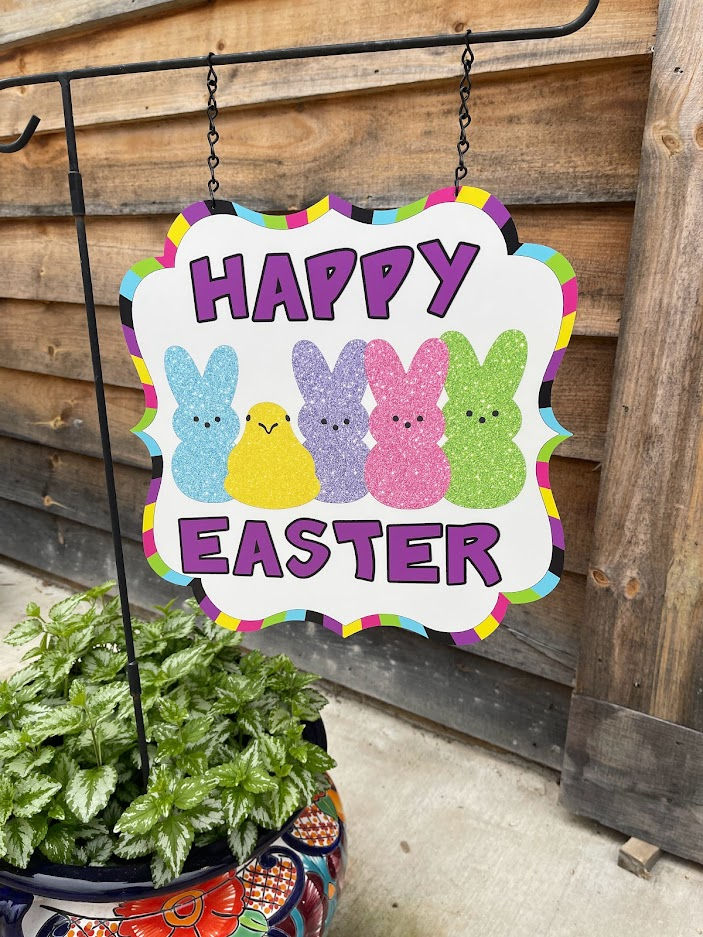Thumbnail: Happy Easter Peep Sign - Easter Peep Garden Flag -PKUVGlitterPeep