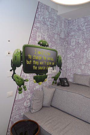 Wall graphics in phone booth