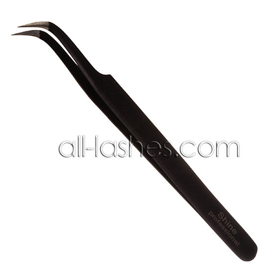 "Shine" curved tweezers ,black