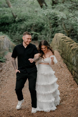 Happy couple walking, LUX Wedding Photos