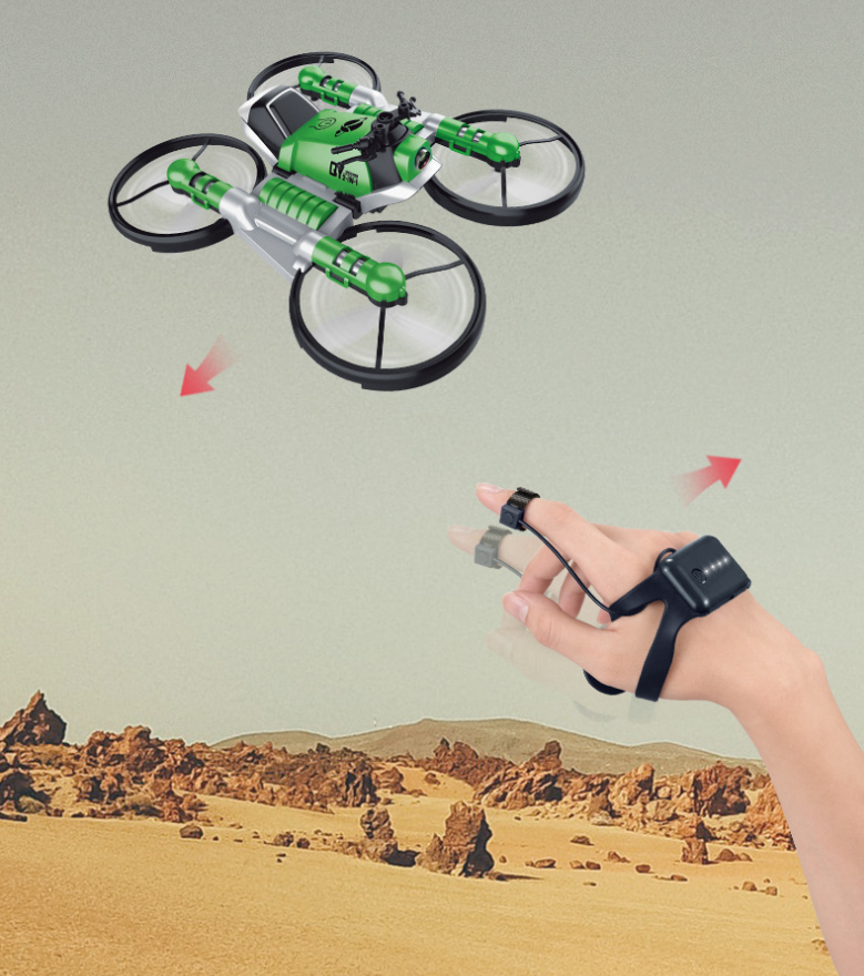 Thumbnail: Remote Control Transforming Motorcycle Drone Toy