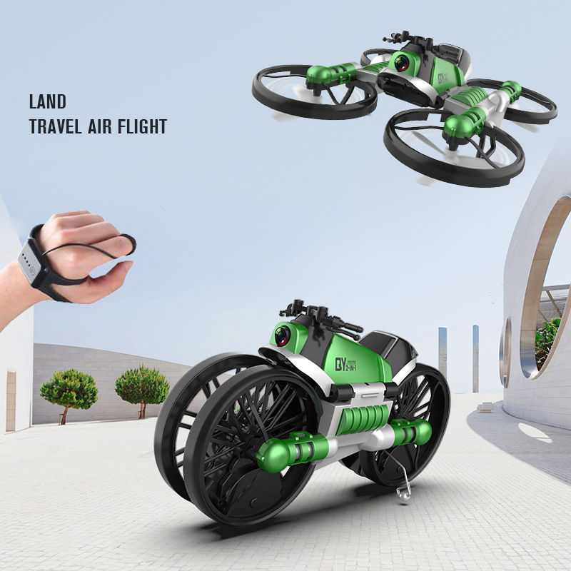 Thumbnail: Remote Control Transforming Motorcycle Drone Toy