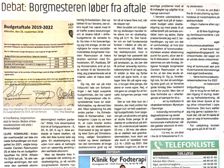 Borgmesteren løber fra budgetaftale!