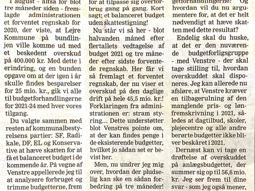 Budget rod igen igen - nu kr. +45 mio. i overskud?