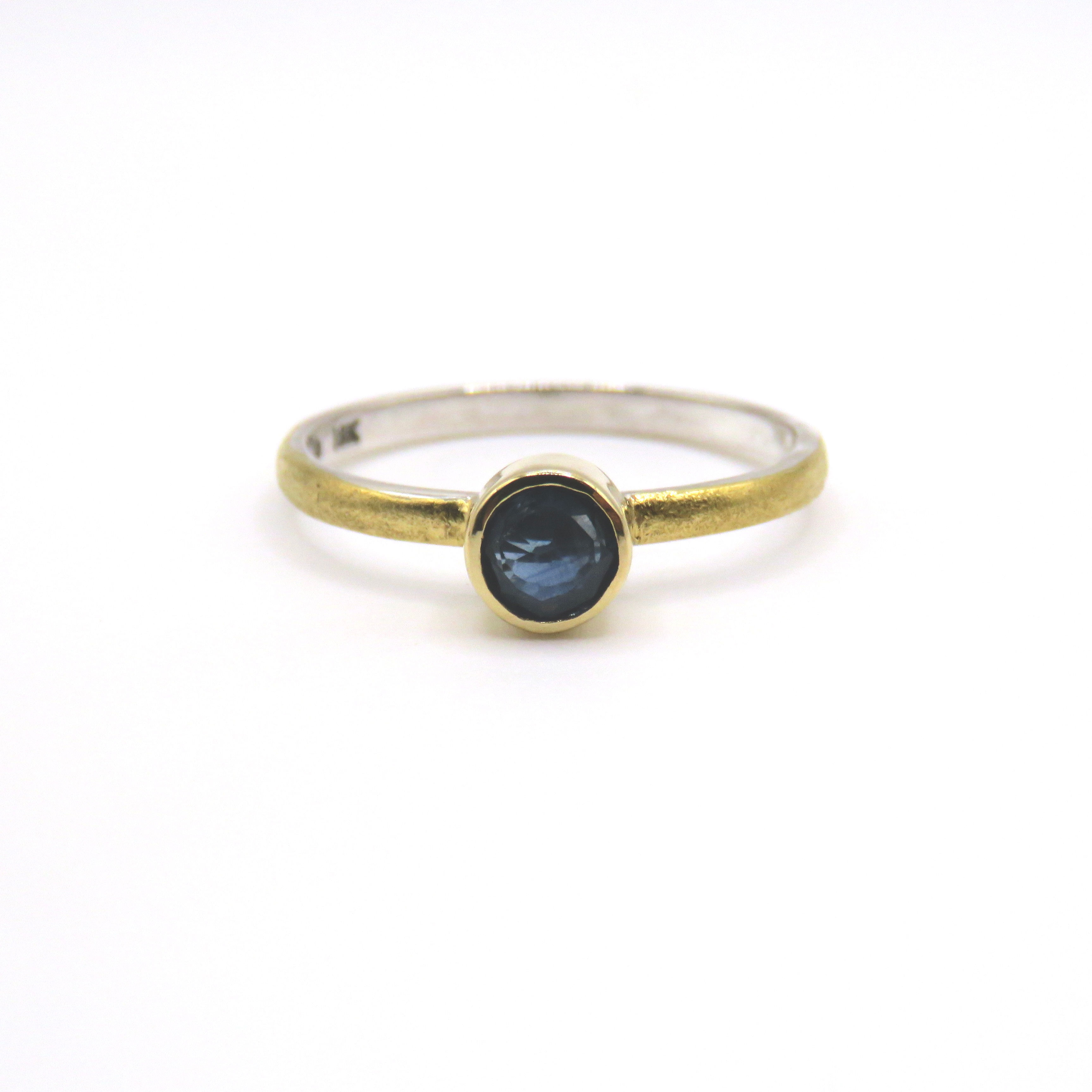 Handcrafted Sterling Silver Sapphire Ring with Gold Layer