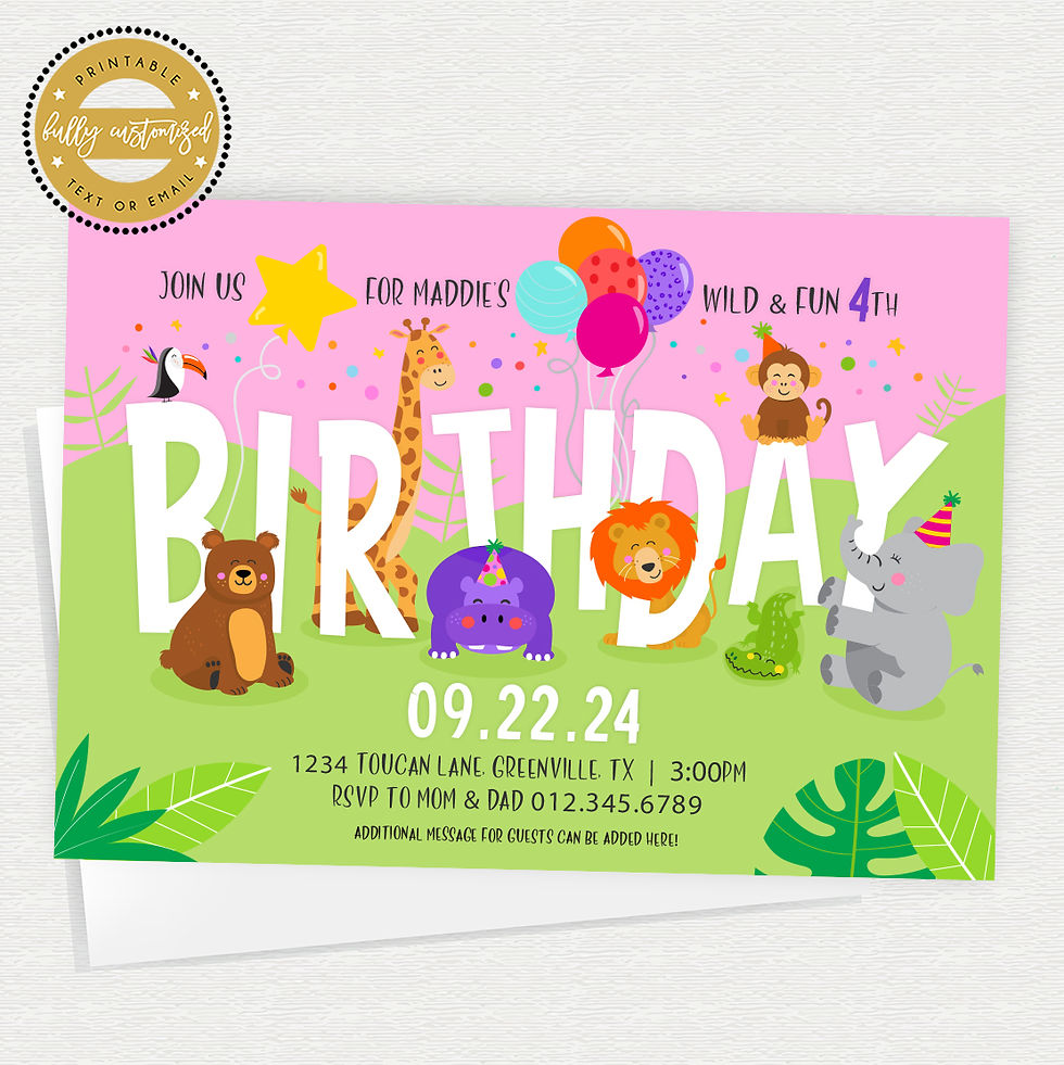 Thumbnail: Party Animals Birthday Invite